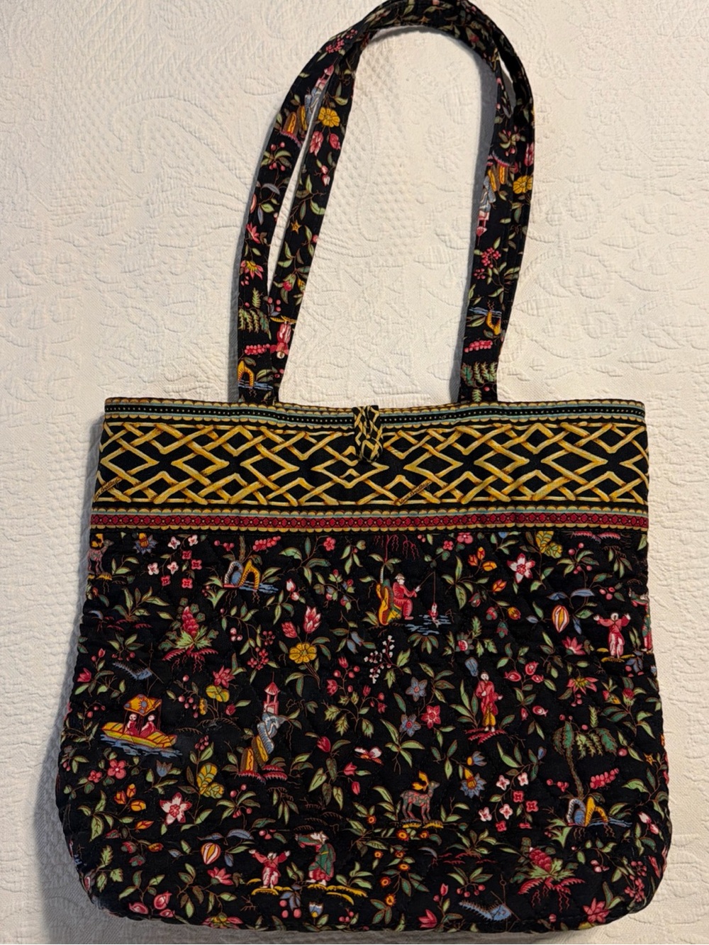 Vera Bradley Floral Black Quilted Tote Bag - Women's Shoulder Bag